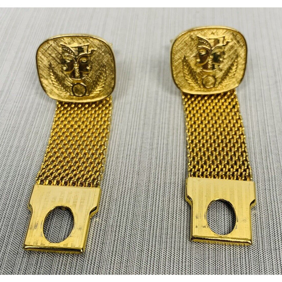 Double Egyptian Pharaoh‎ Wrap Around Yellow Gold Plated Cuff Links - Picture 7 of 7